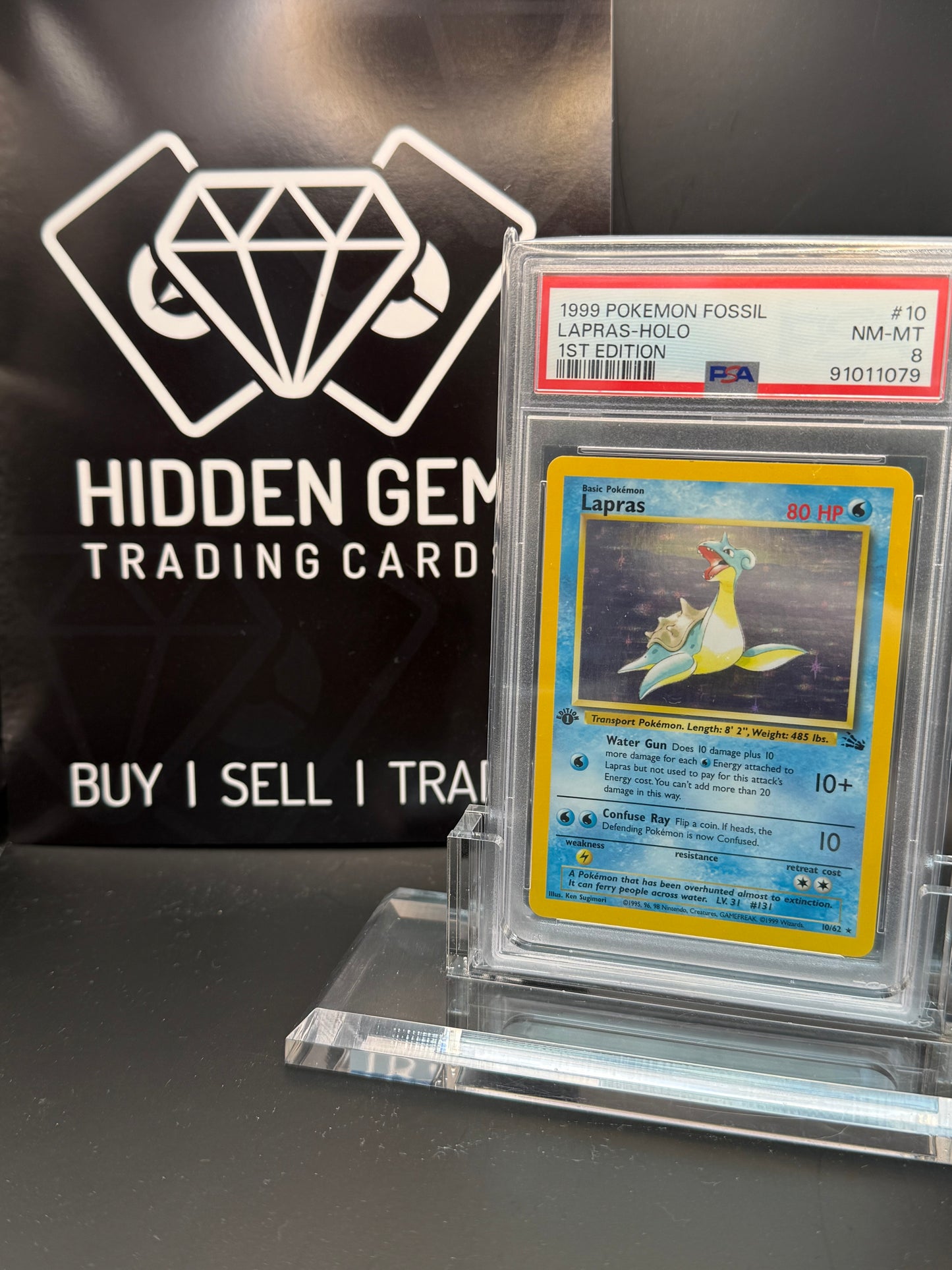 Pokemon: Lapras | 1st Edition Fossil | 10/62 | PSA 8 |